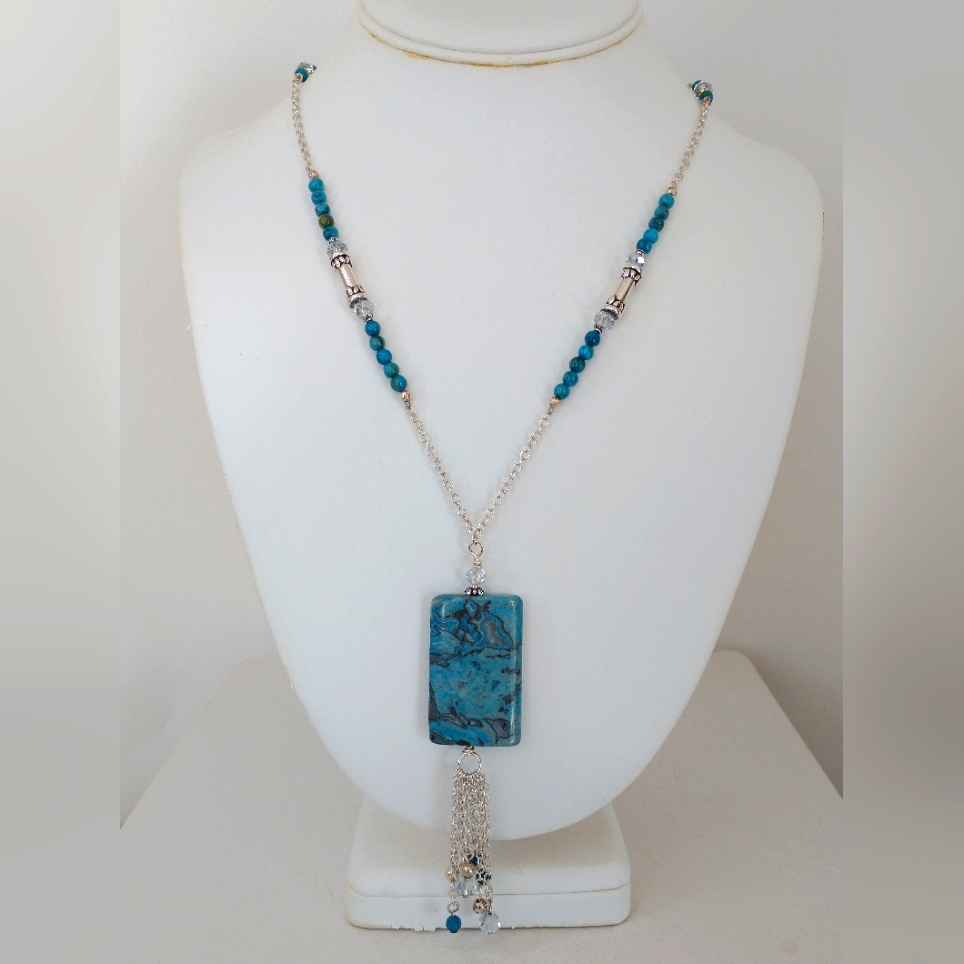 Silver And Blue Lace Agate Necklace